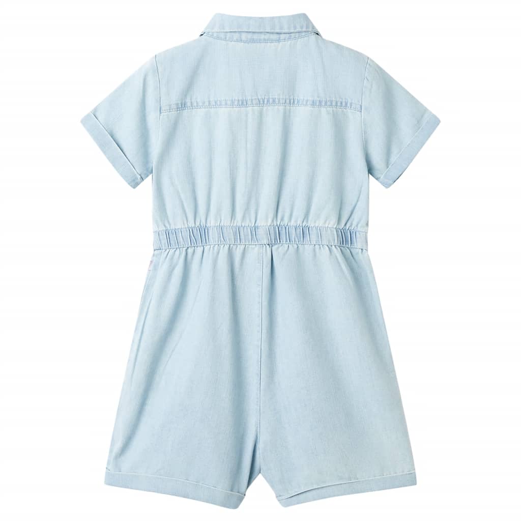 Onesie til børn str. 128 med korte ærmer lyseblå
