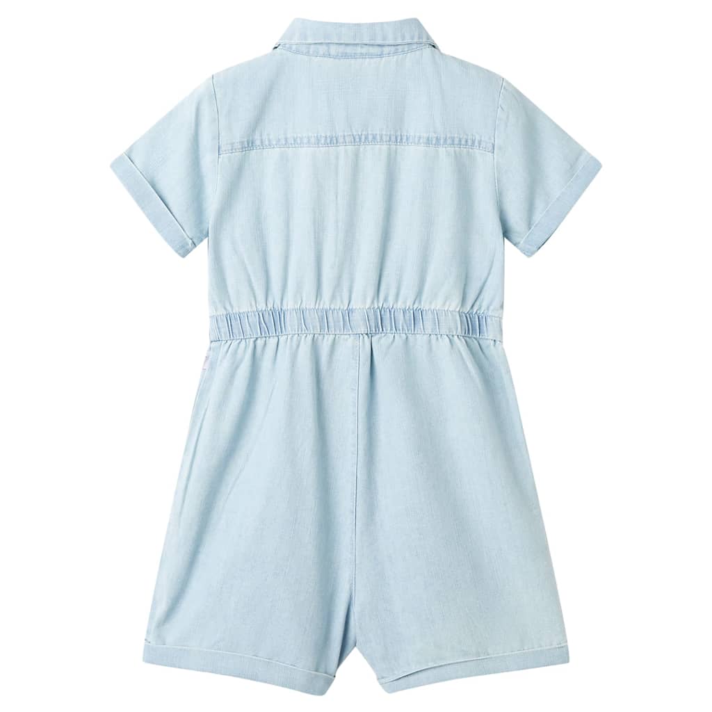 Onesie til børn str. 140 med korte ærmer lyseblå