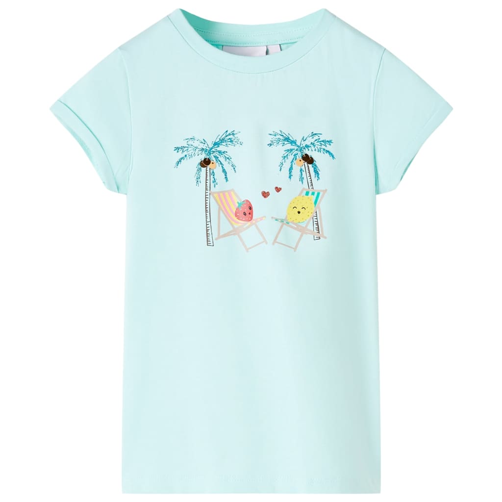 T-shirt til børn str. 128 akvamarinblå
