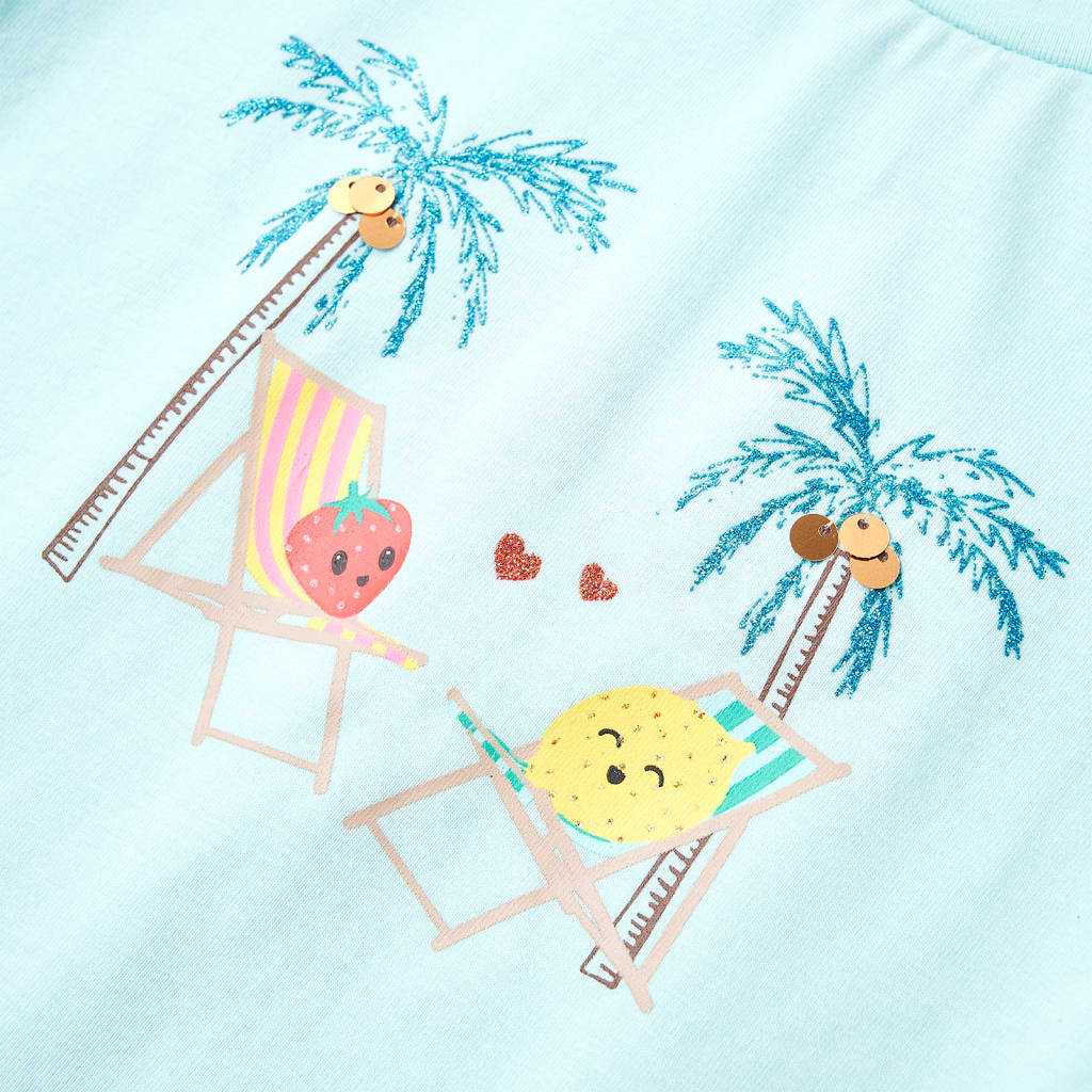 T-shirt til børn str. 128 akvamarinblå