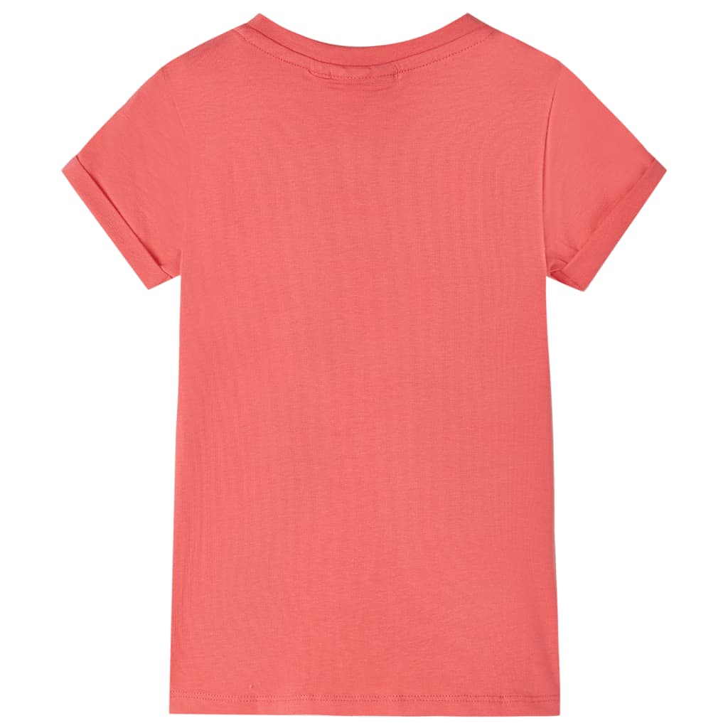 T-shirt til børn str. 116 koralfarvet