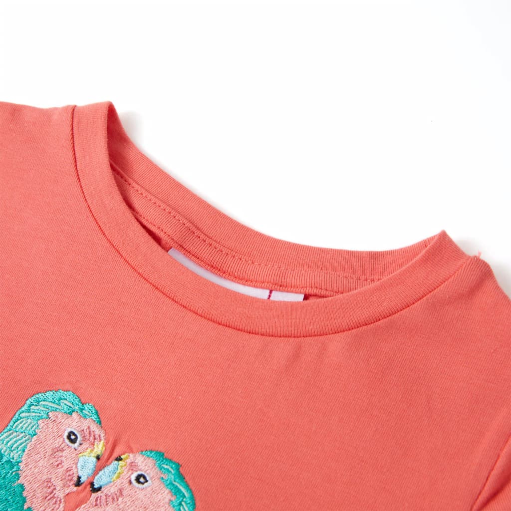 T-shirt til børn str. 116 koralfarvet