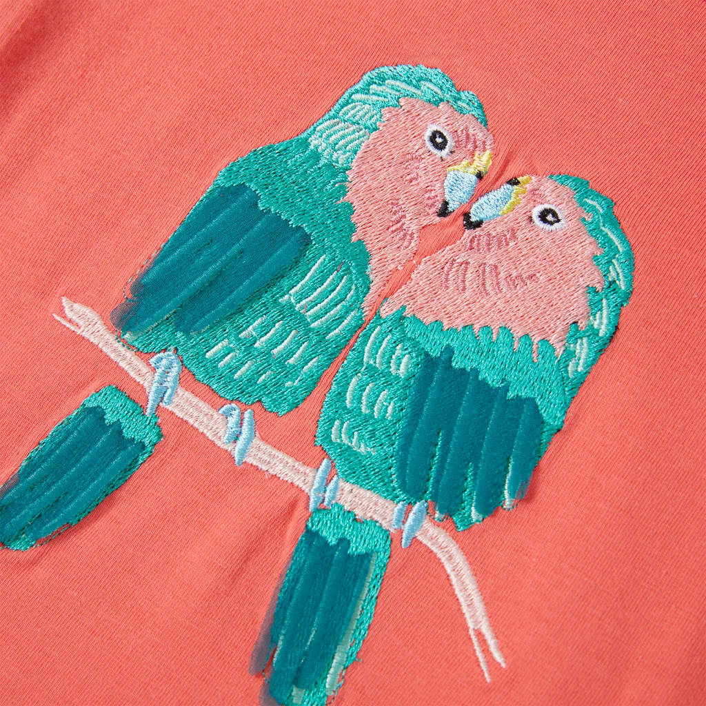 T-shirt til børn str. 116 koralfarvet