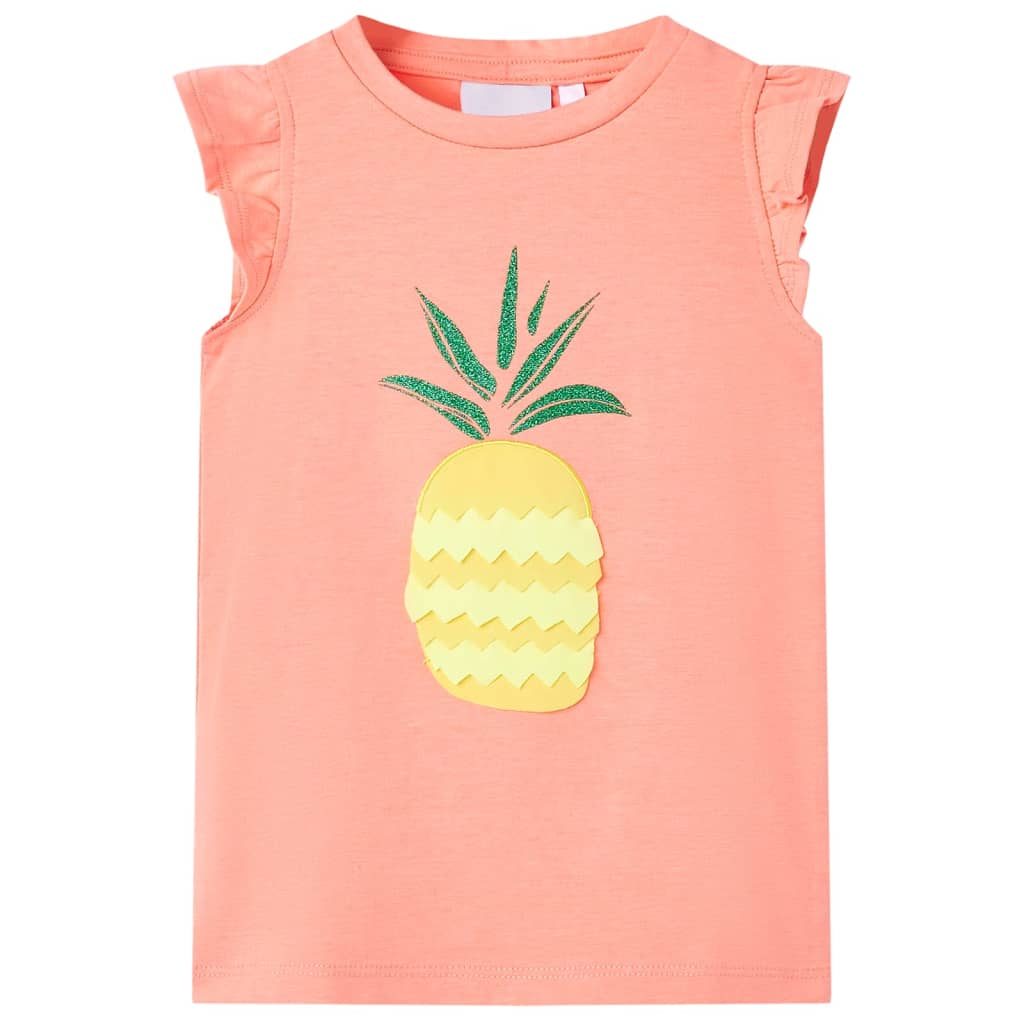 T-shirt til børn str. 116 koralfarvet