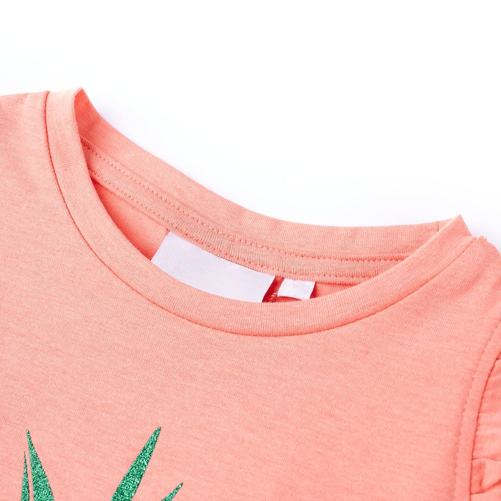 T-shirt til børn str. 116 koralfarvet