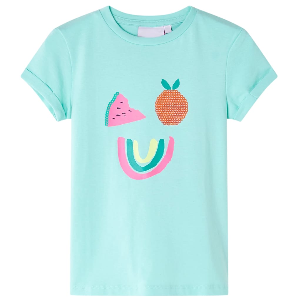 T-shirt til børn str. 140 lys mintgrøn