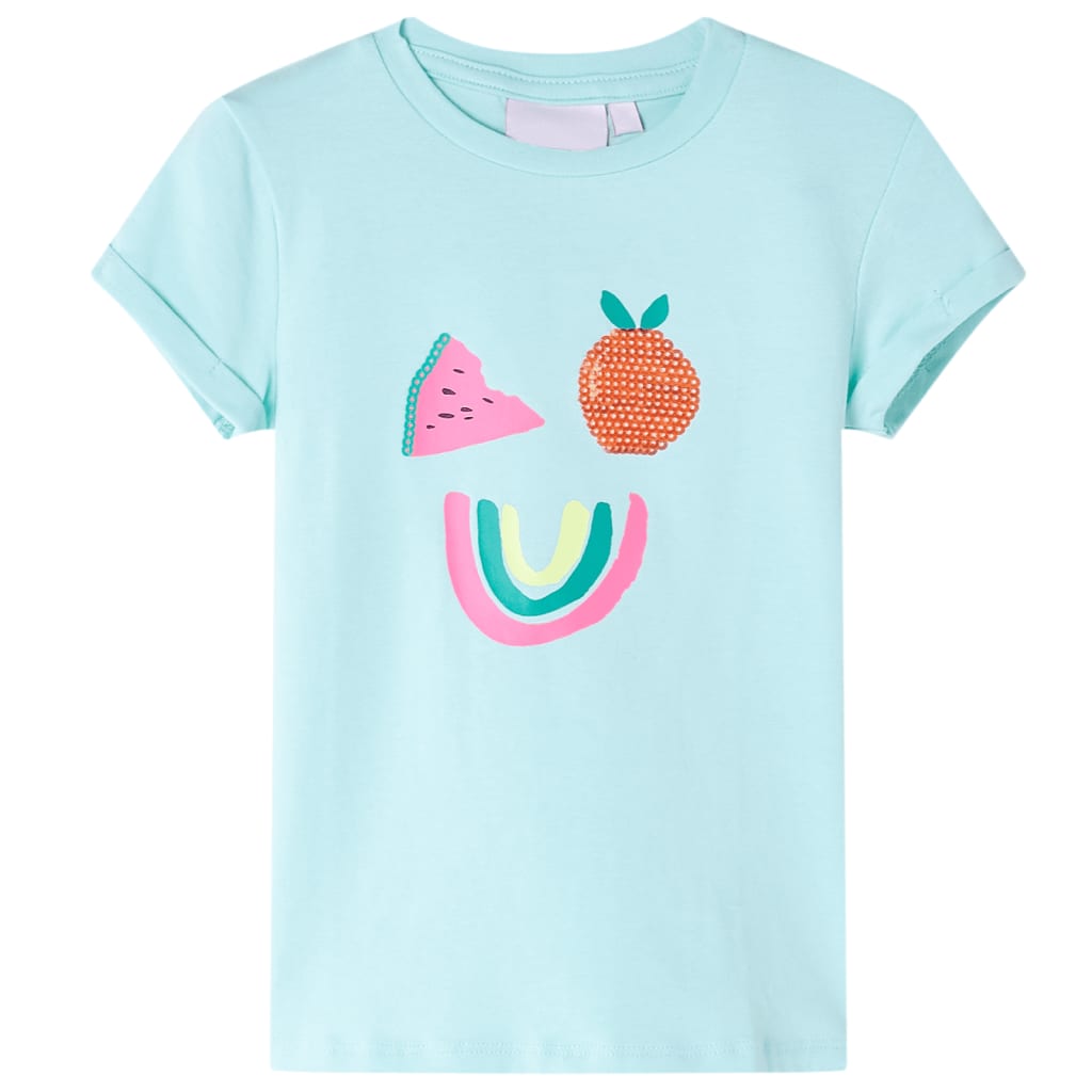 T-shirt til børn str. 116 akvamarinblå