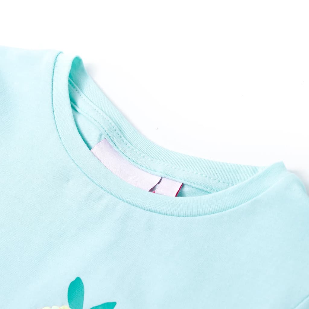 T-shirt til børn str. 116 akvamarinblå