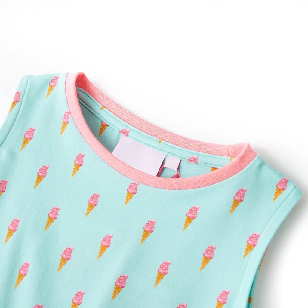 Kjole til børn str. 128 med snor lys mintgrøn