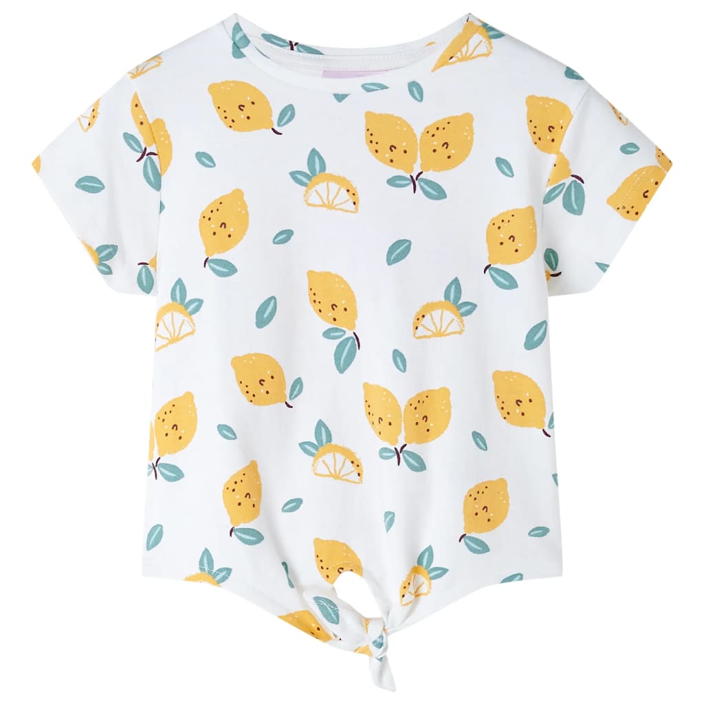 T-shirt til børn str. 116 bundet kant ecrufarvet