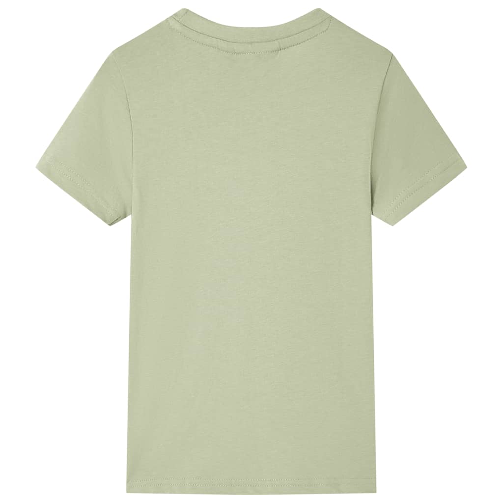 Kortærmet T-shirt til børn str. 116 lys kakifarve
