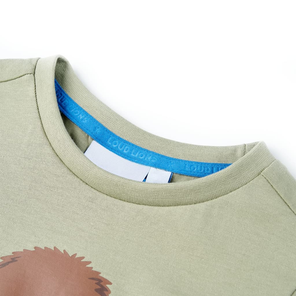 Kortærmet T-shirt til børn str. 116 lys kakifarve