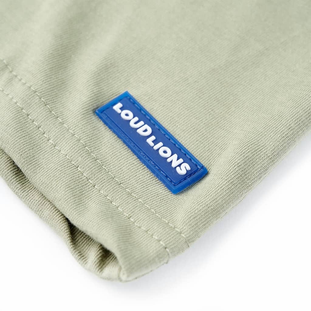 Kortærmet T-shirt til børn str. 116 lys kakifarve