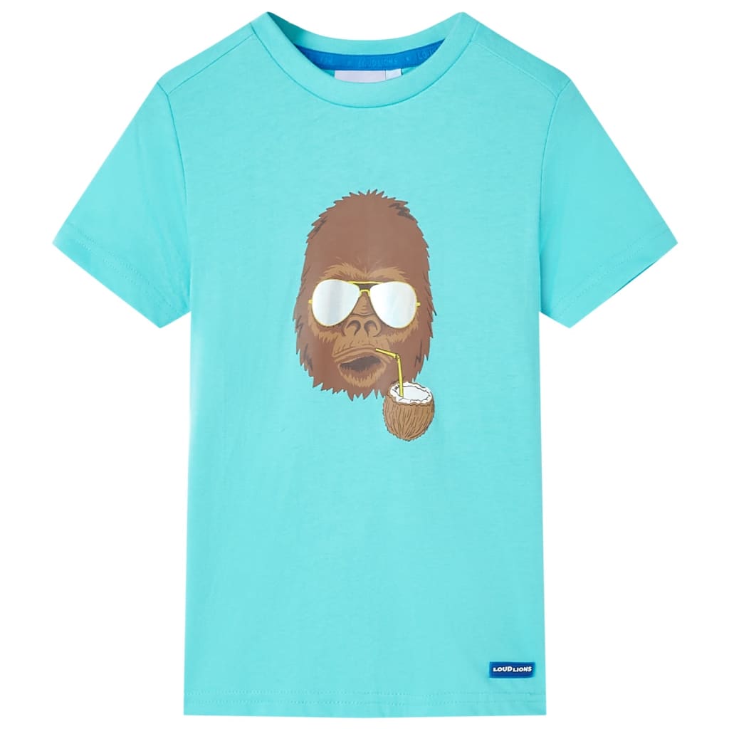 Kortærmet T-shirt til børn str. 140 akvamarinblå