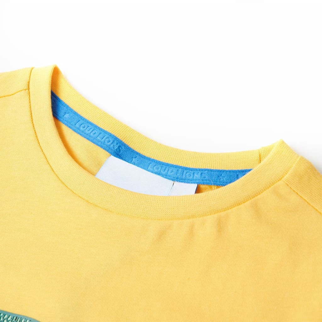 T-shirt til børn str. 104 okkergul