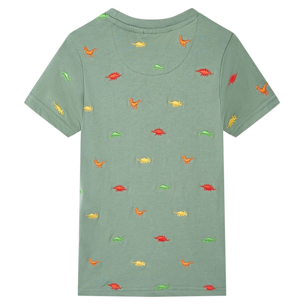 Kortærmet T-shirt til børn str. 116 kakifarvet