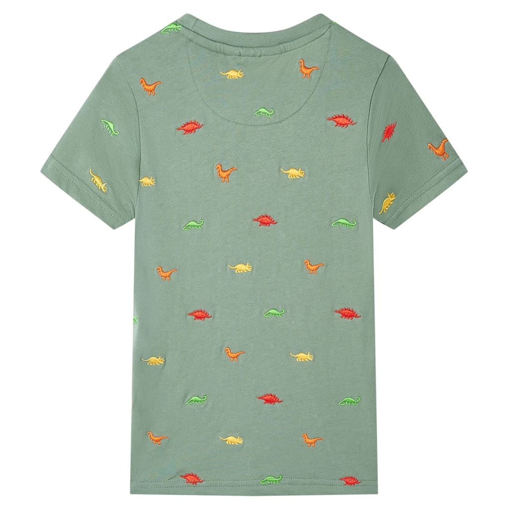Kortærmet T-shirt til børn str. 128 kakifarvet