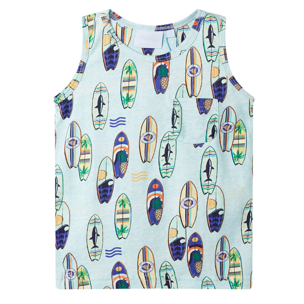 Tanktop til børn str. 116 blåmeleret