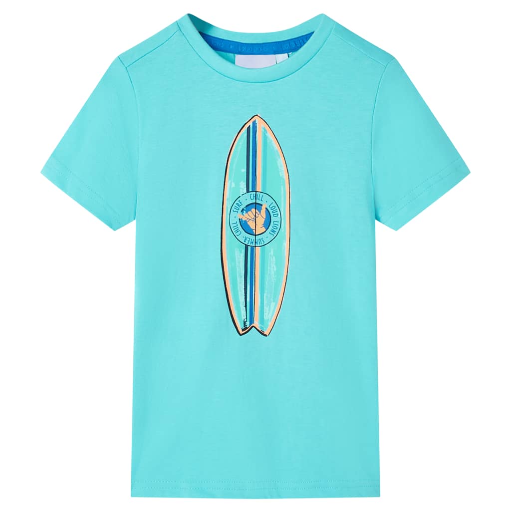 Kortærmet T-shirt til børn str. 116 akvamarinblå