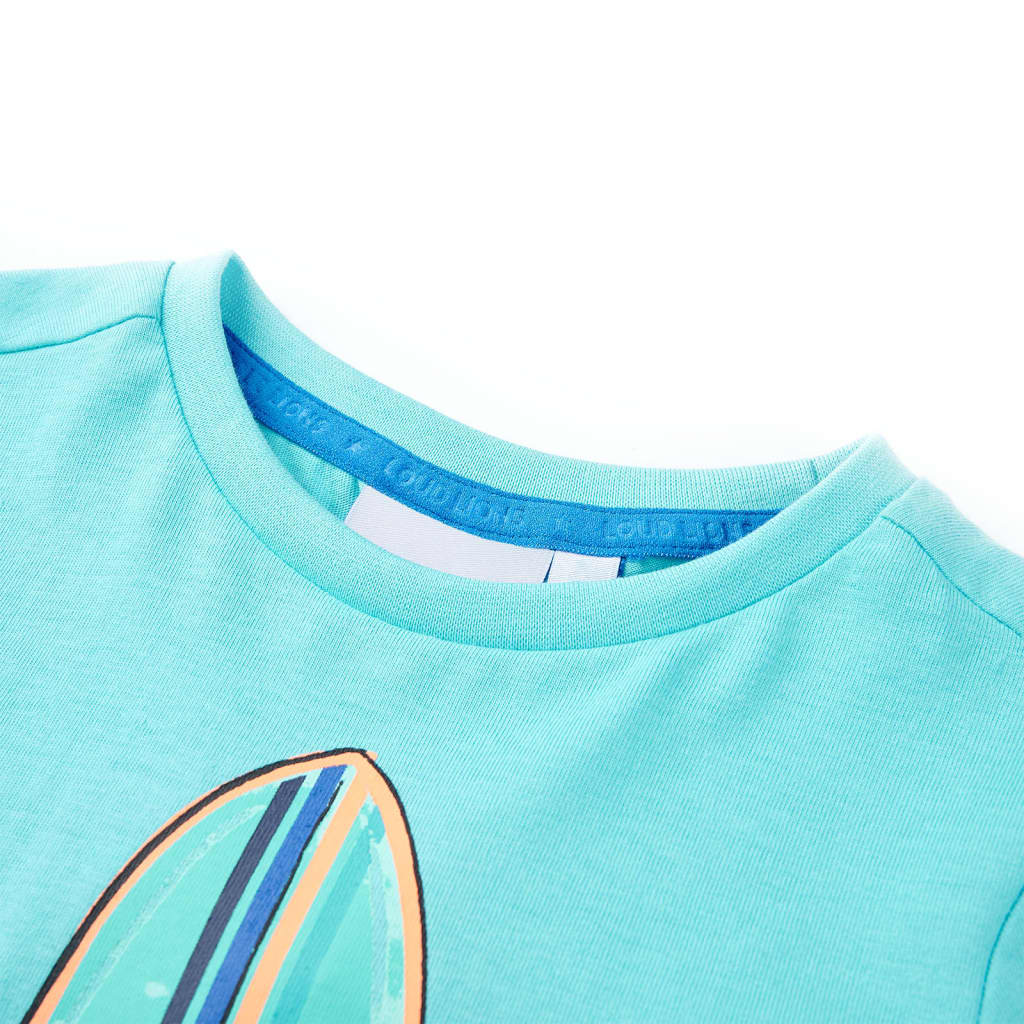 Kortærmet T-shirt til børn str. 116 akvamarinblå