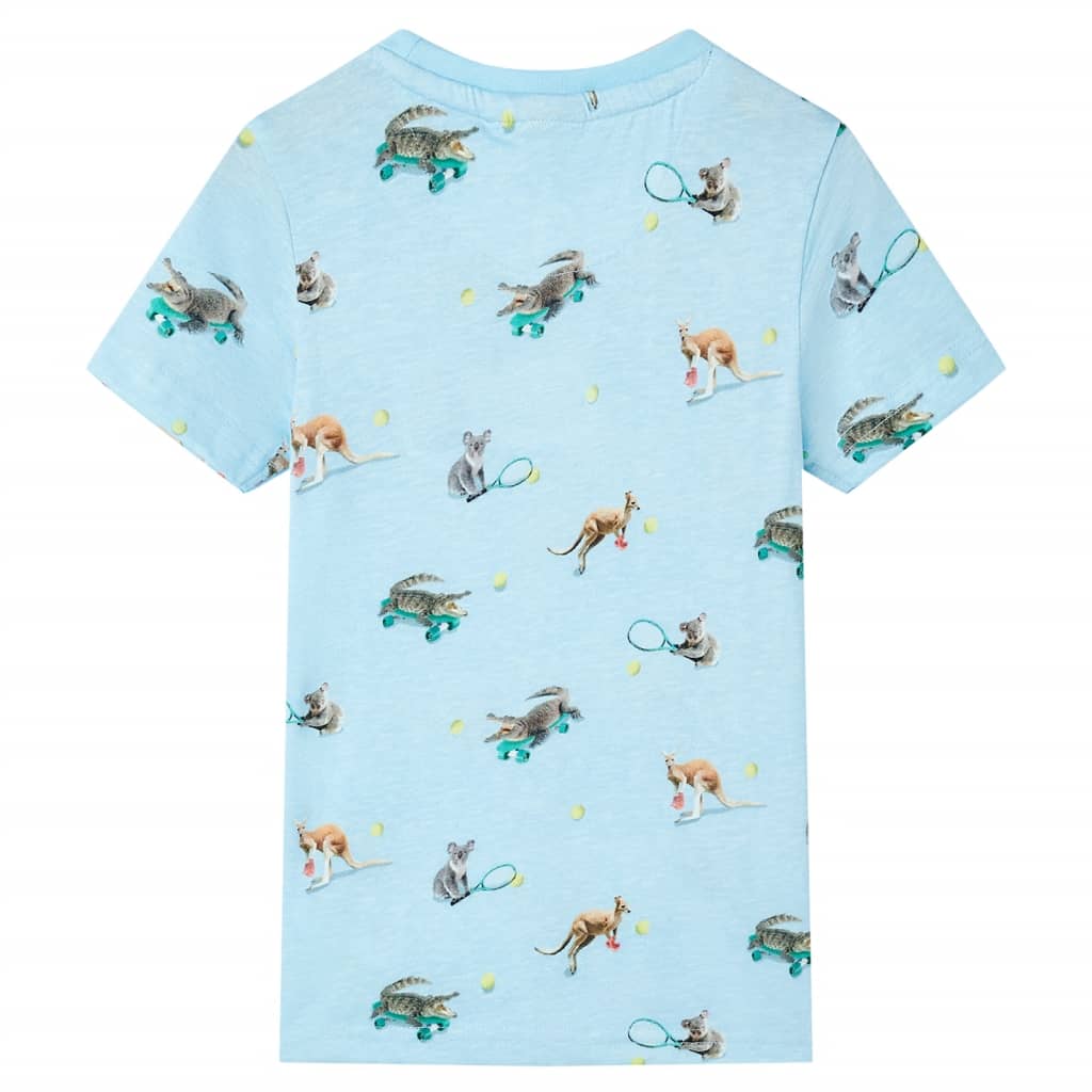 T-shirt til børn str. 116 lys blåmeleret