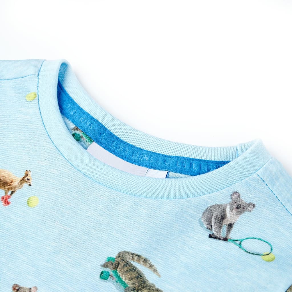 T-shirt til børn str. 116 lys blåmeleret