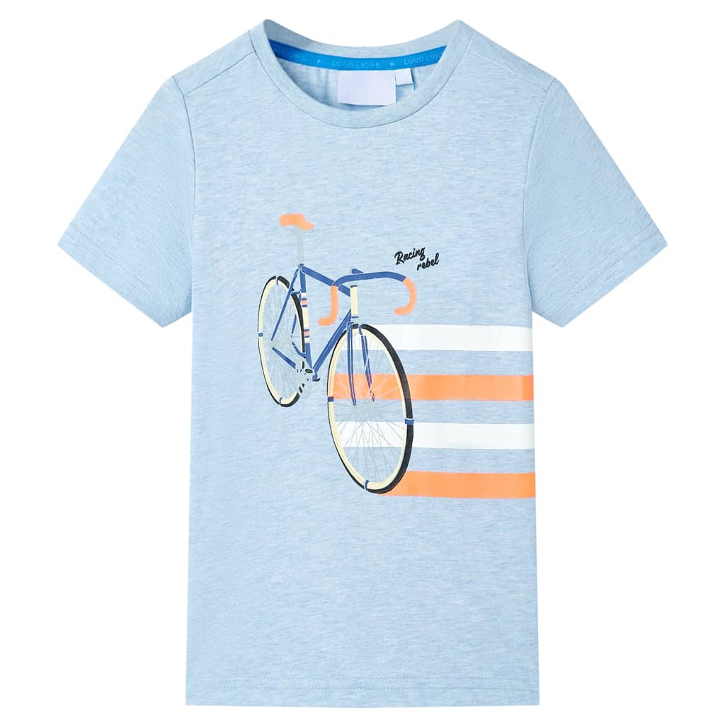 T-shirt til børn str. 140 blåmeleret
