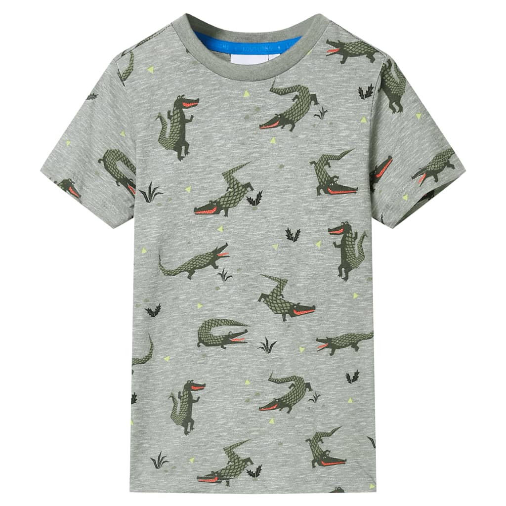 T-shirt til børn str. 116 lys kakimeleret