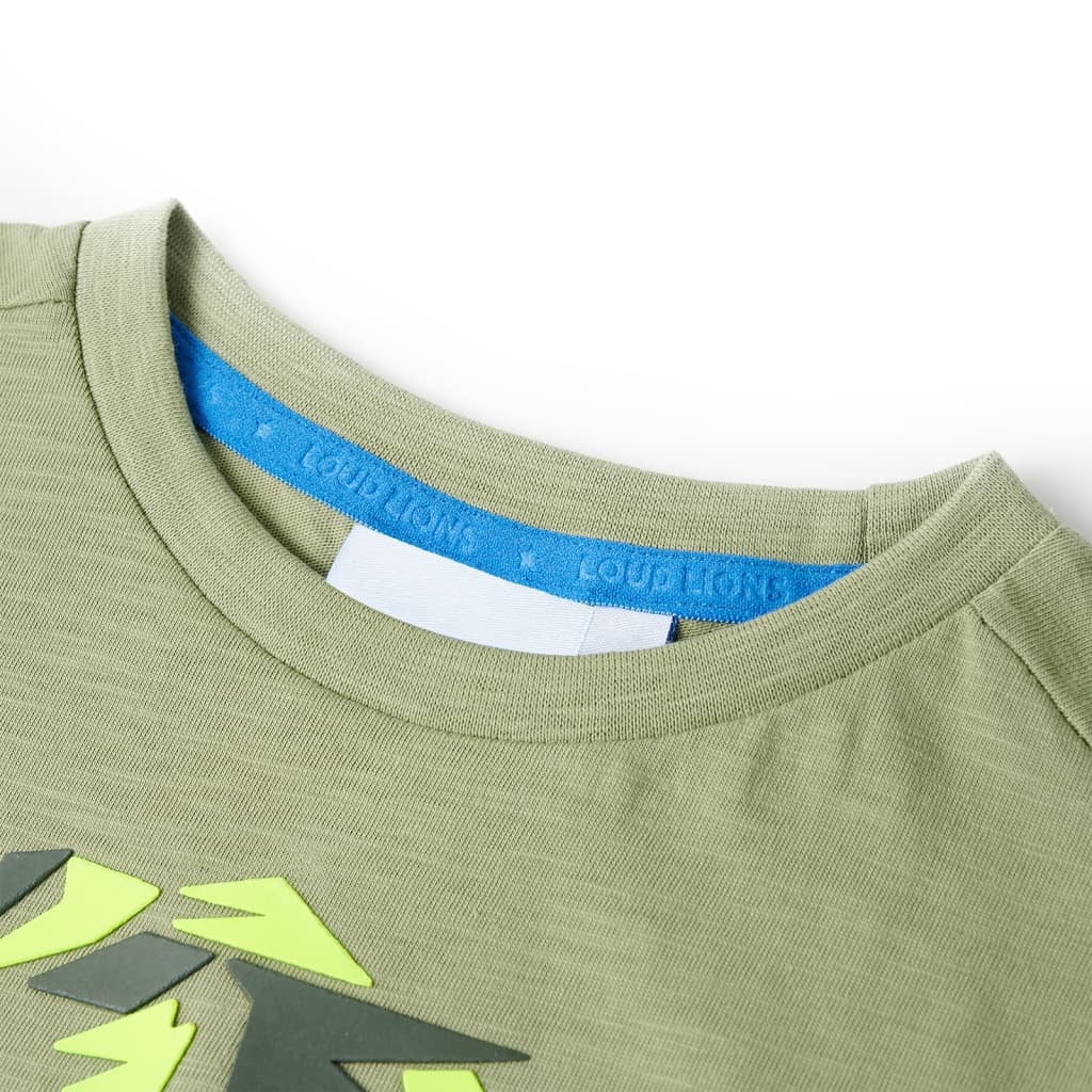 T-shirt til børn str. 116 kakifarvet