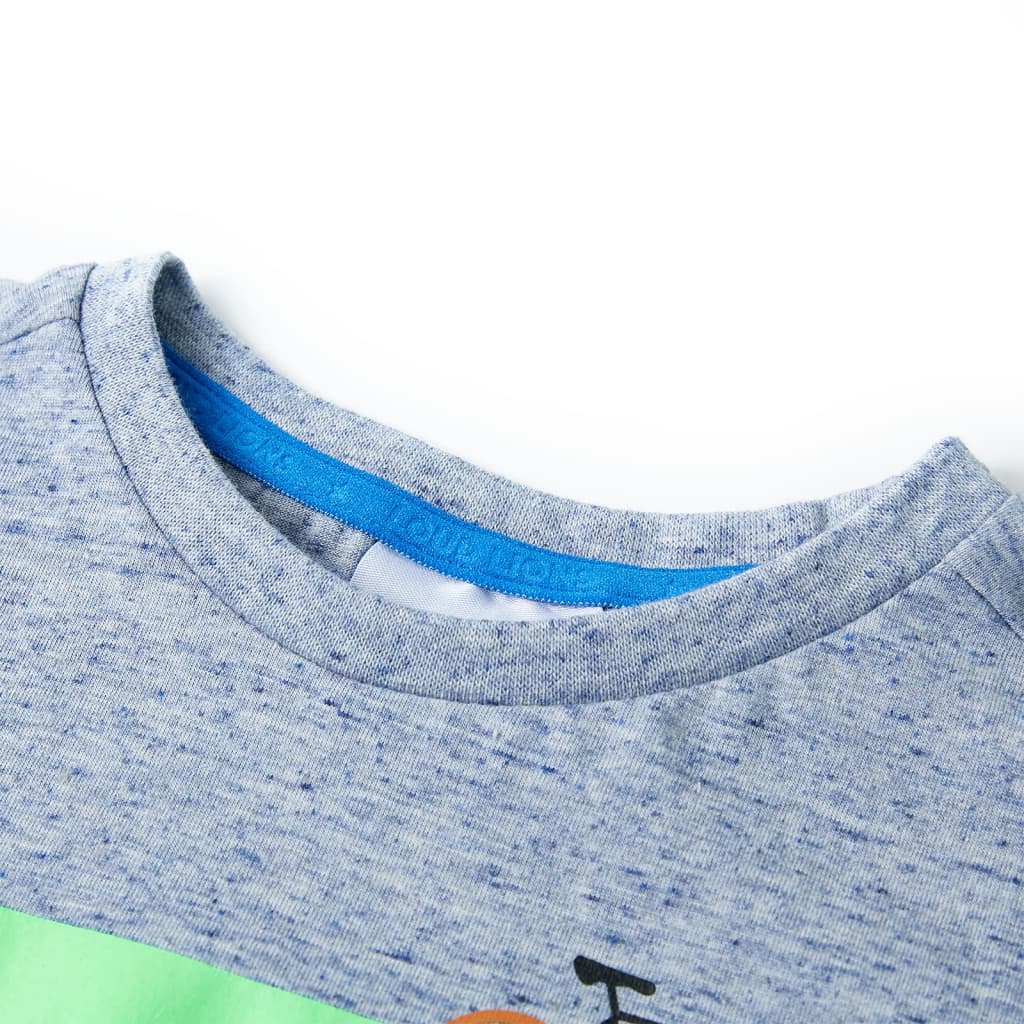 Kortærmet T-shirt til børn str. 140 blåmeleret