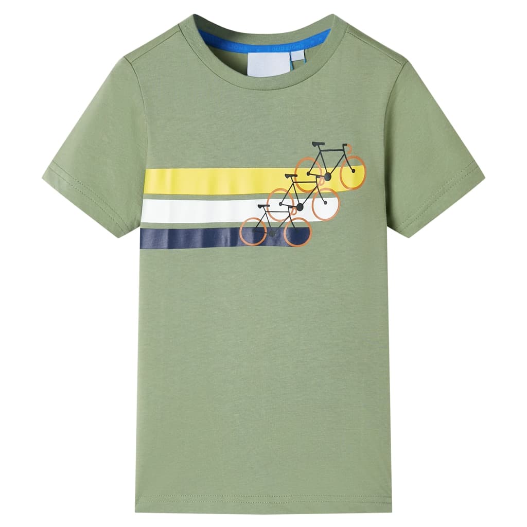Kortærmet T-shirt til børn str. 140 lys kakifarve