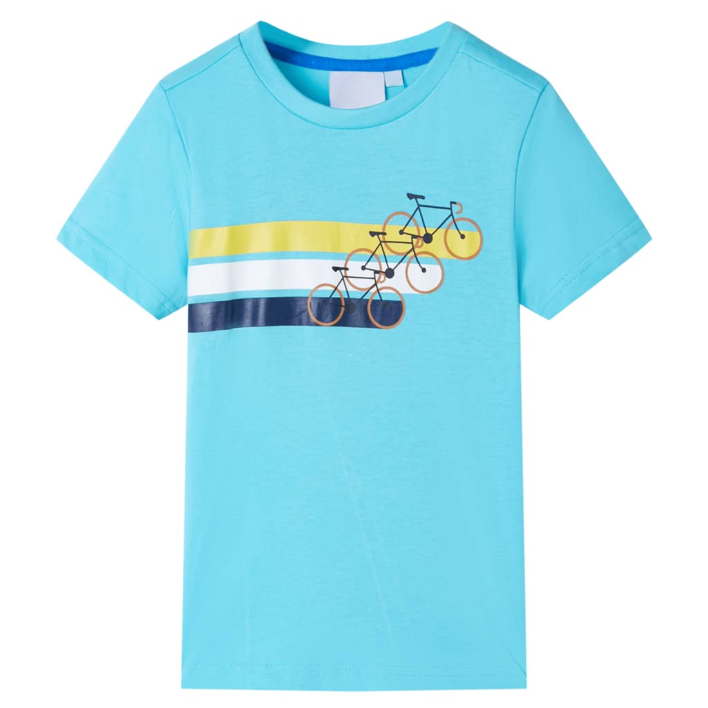 Kortærmet T-shirt til børn str. 116 akvamarinblå