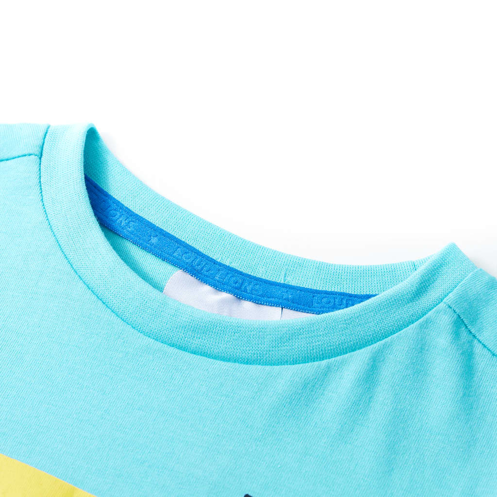 Kortærmet T-shirt til børn str. 116 akvamarinblå