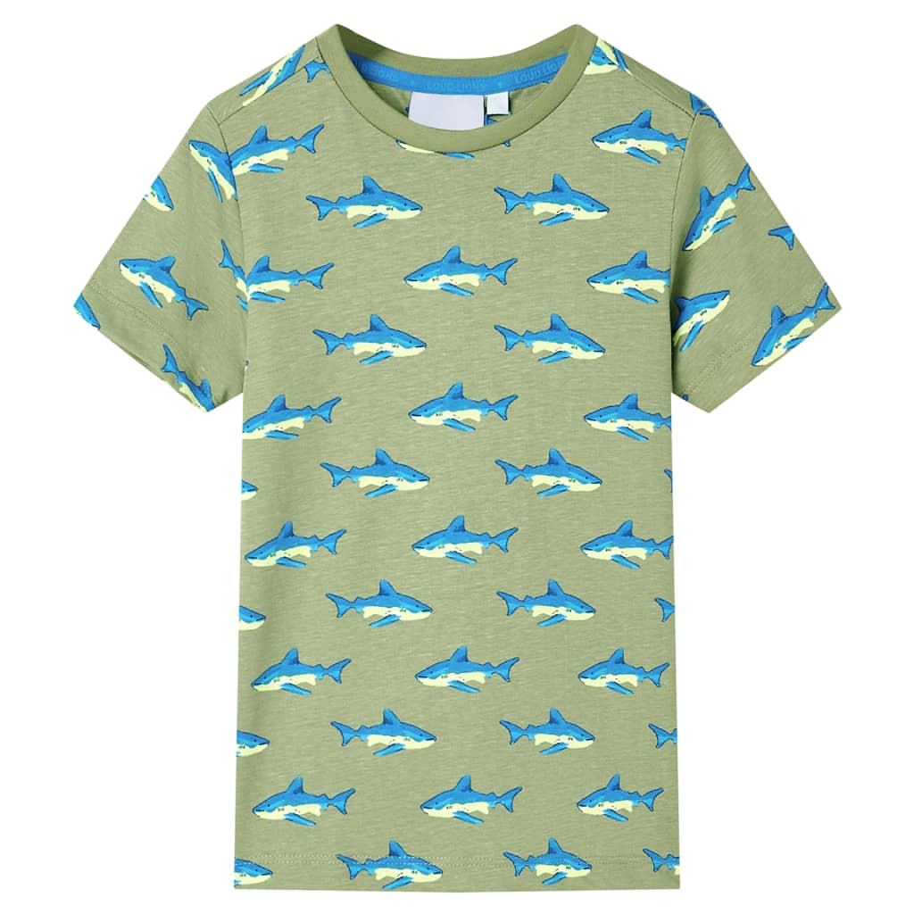 T-shirt til børn str. 128 kakifarvet
