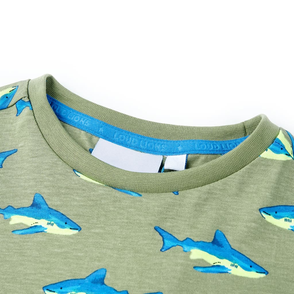 T-shirt til børn str. 128 kakifarvet