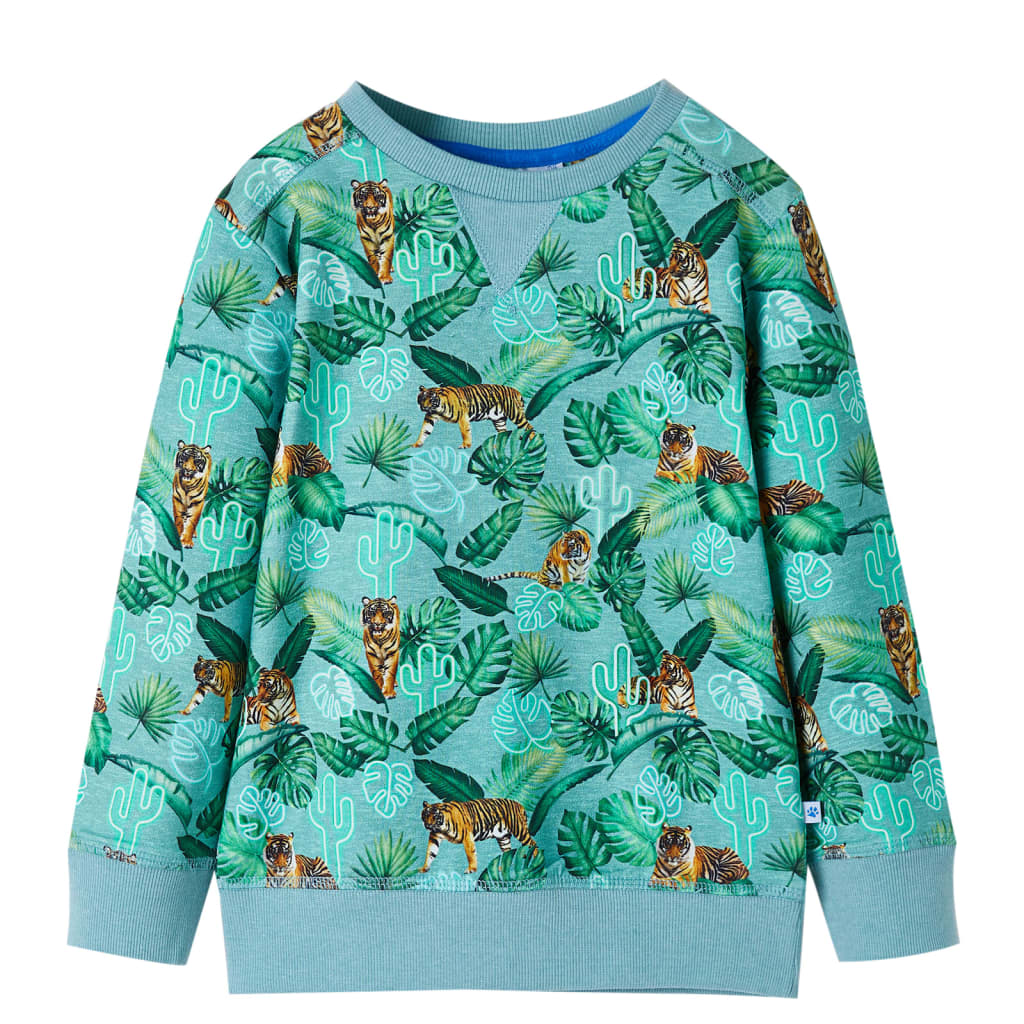 Sweatshirt til børn str. 92 hundeprint lys grønmeleret