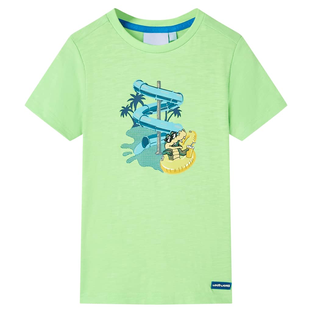T-shirt til børn str. 116 neongrøn
