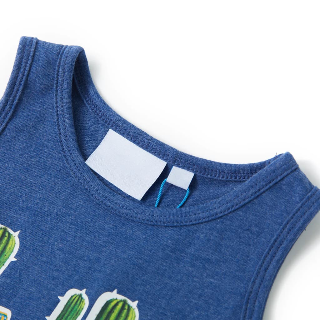 Tanktop til børn str. 128 blåmeleret