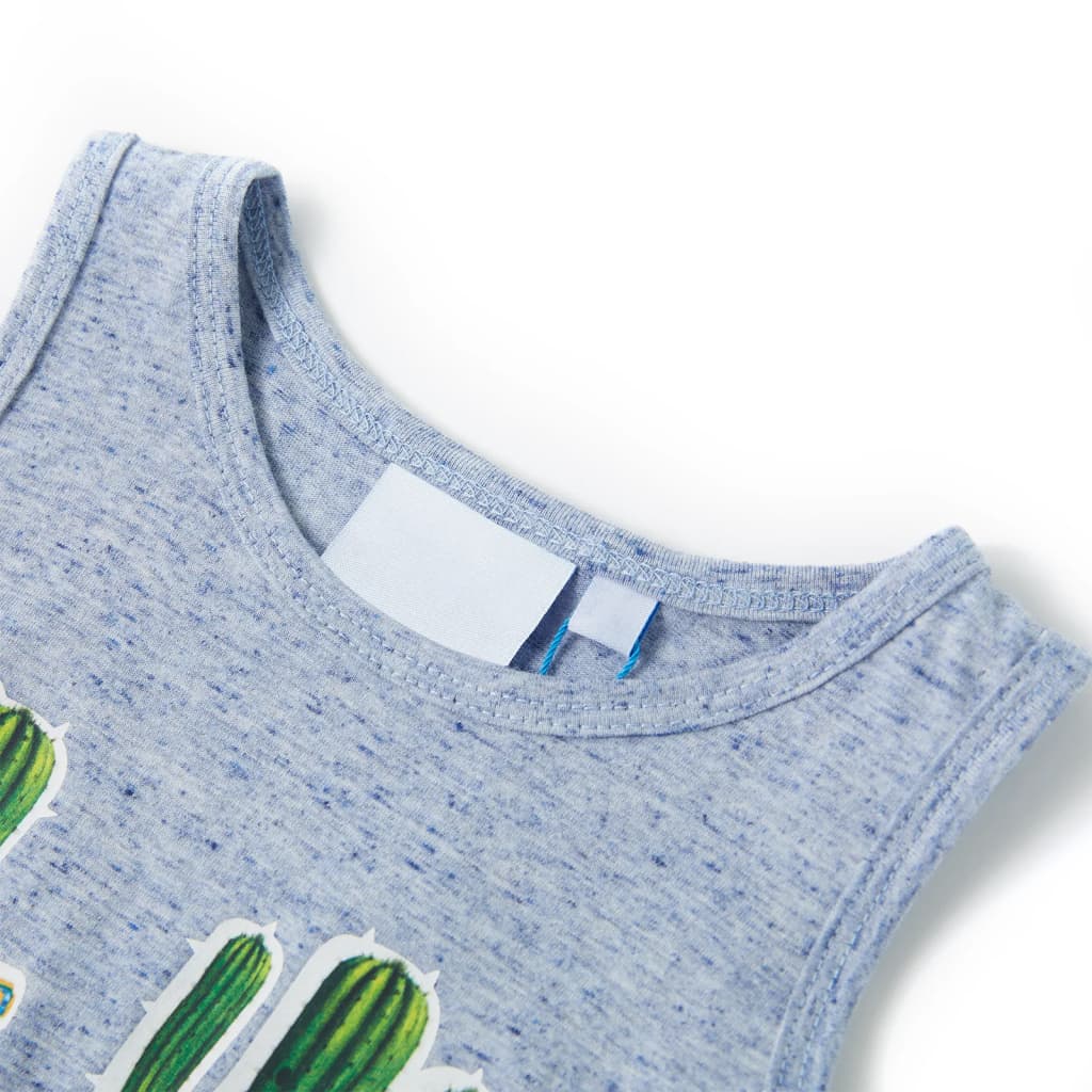 Tanktop til børn str. 104 blåmeleret
