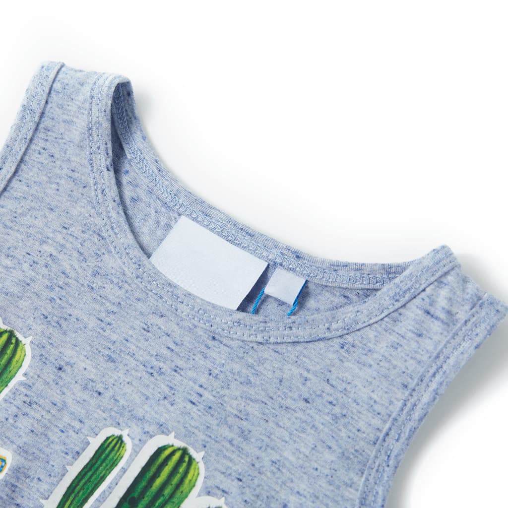 Tanktop til børn str. 116 blåmeleret