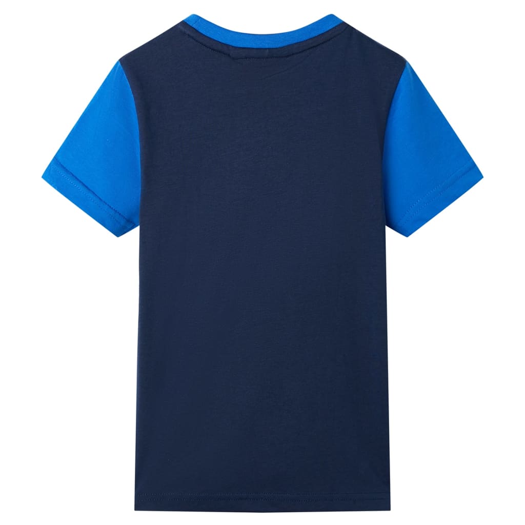 T-shirt til børn str. 104 blå og marineblå