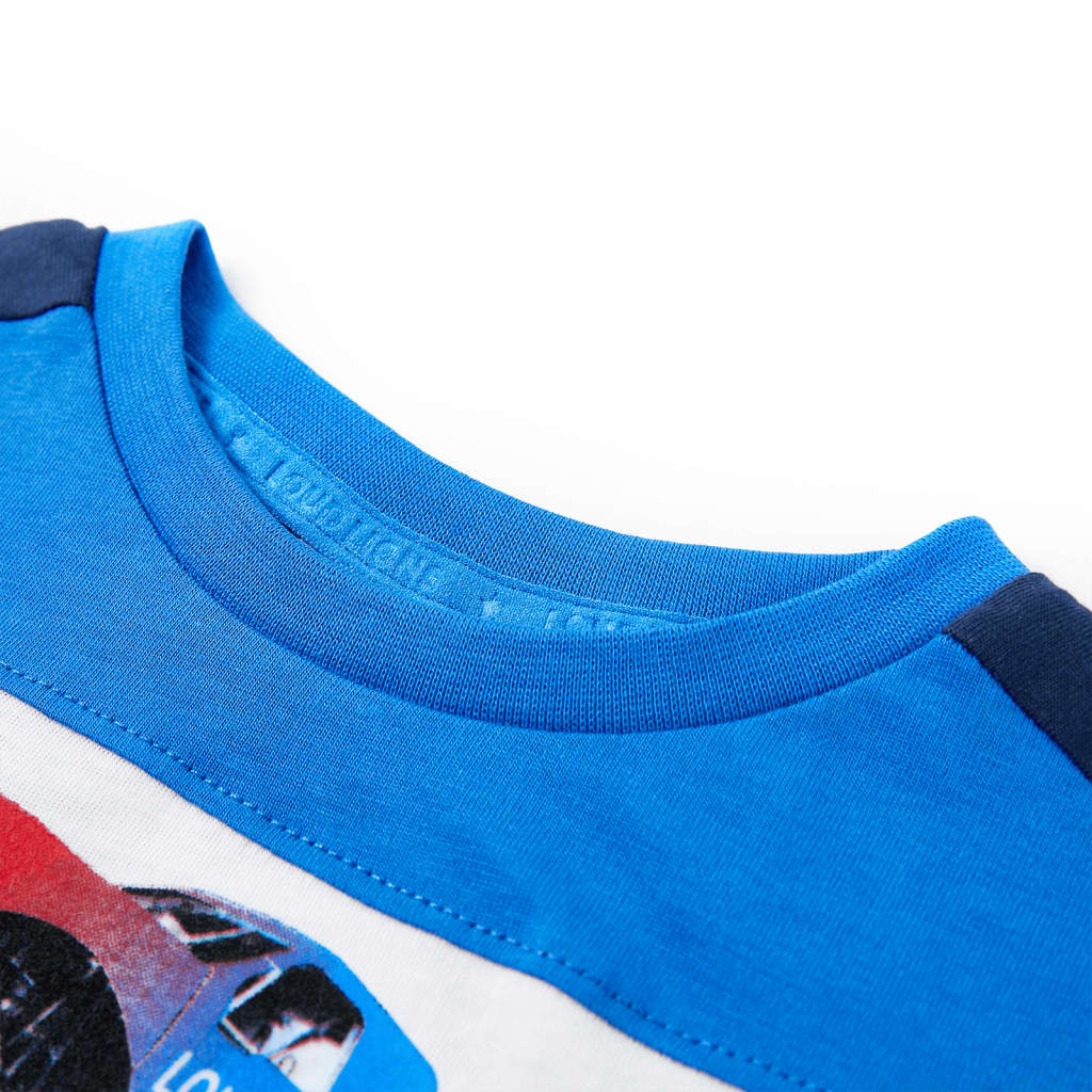 T-shirt til børn str. 104 blå og marineblå