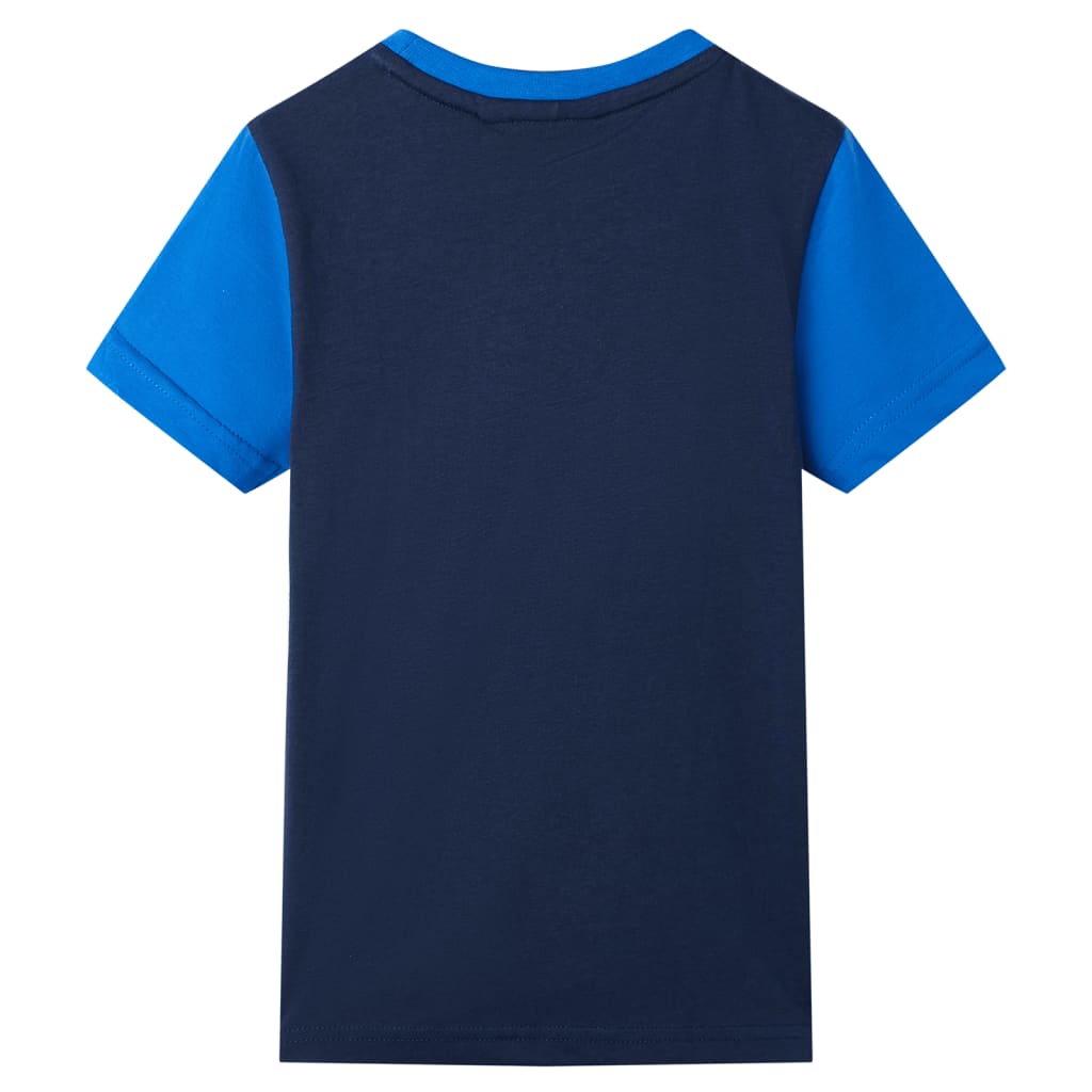 T-shirt til børn str. 116 blå og marineblå
