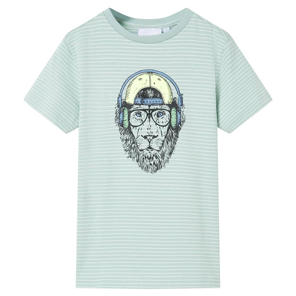 T-shirt til børn str. 116 striber lys mintgrøn