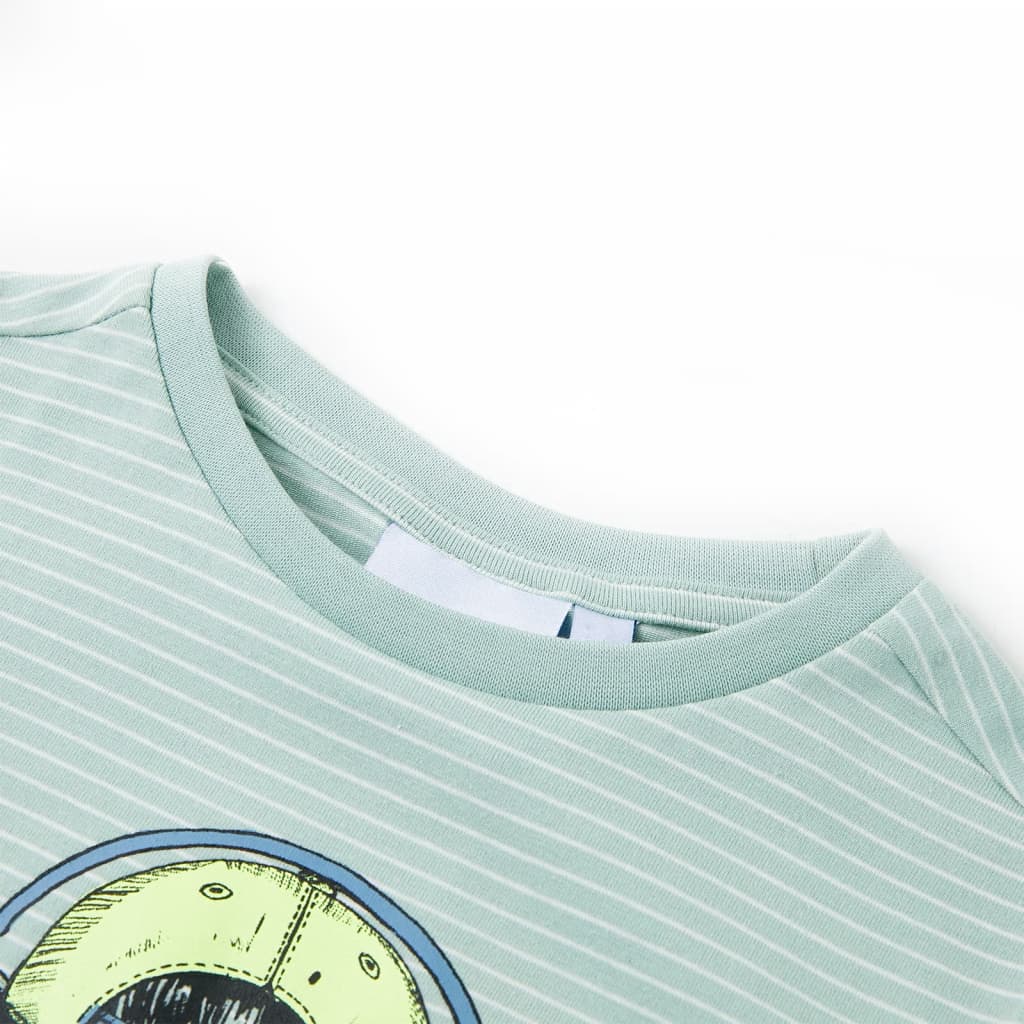 T-shirt til børn str. 116 striber lys mintgrøn