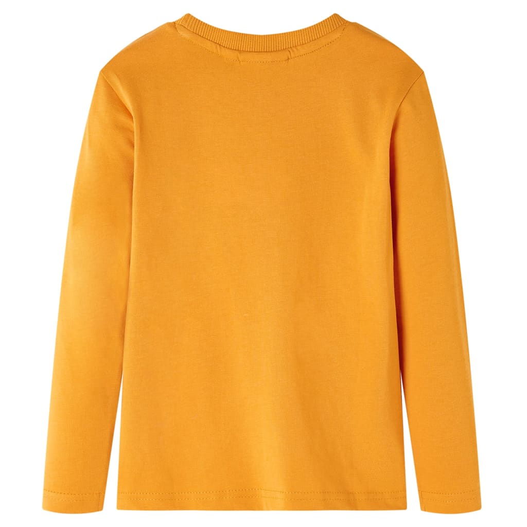 Langærmet T-shirt til børn str. 92 okkergul