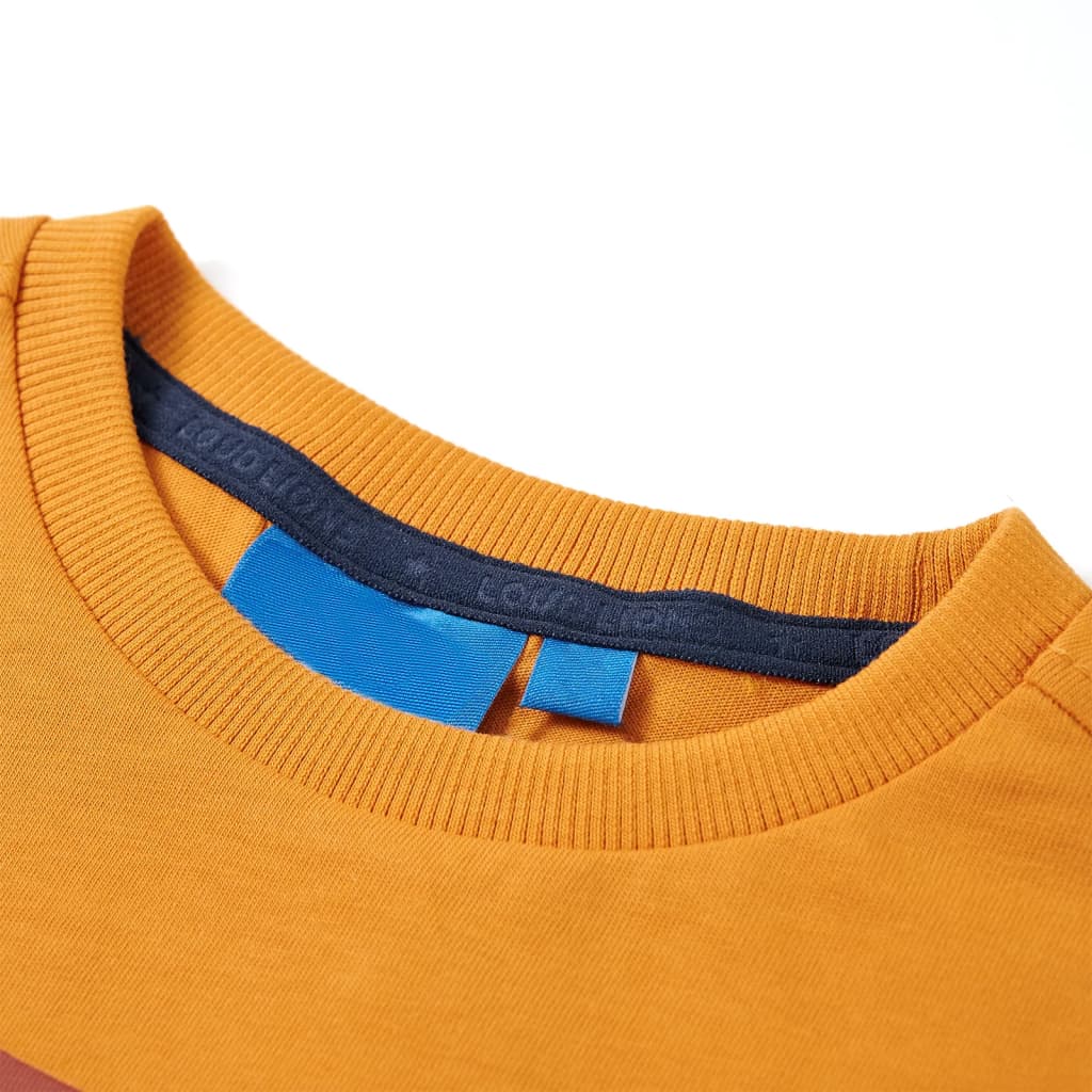Langærmet T-shirt til børn str. 92 okkergul