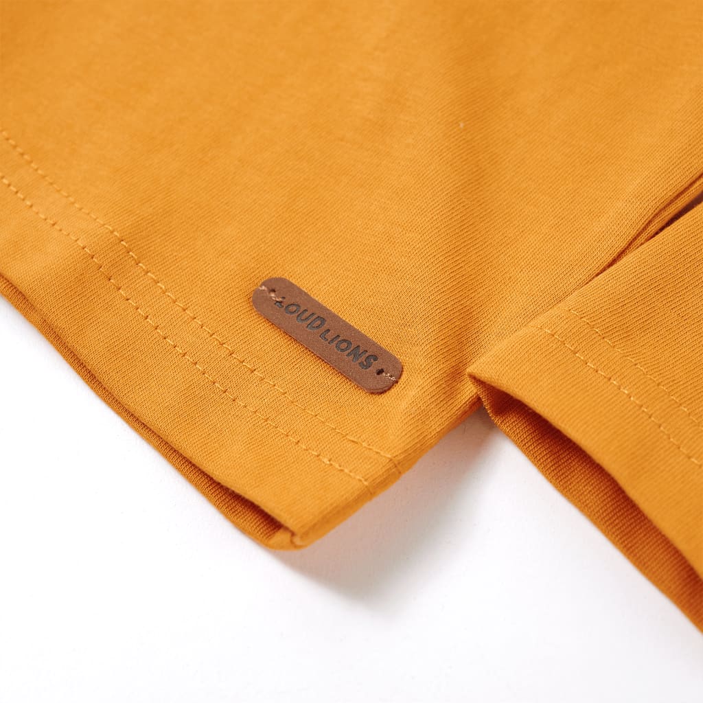 Langærmet T-shirt til børn str. 92 okkergul