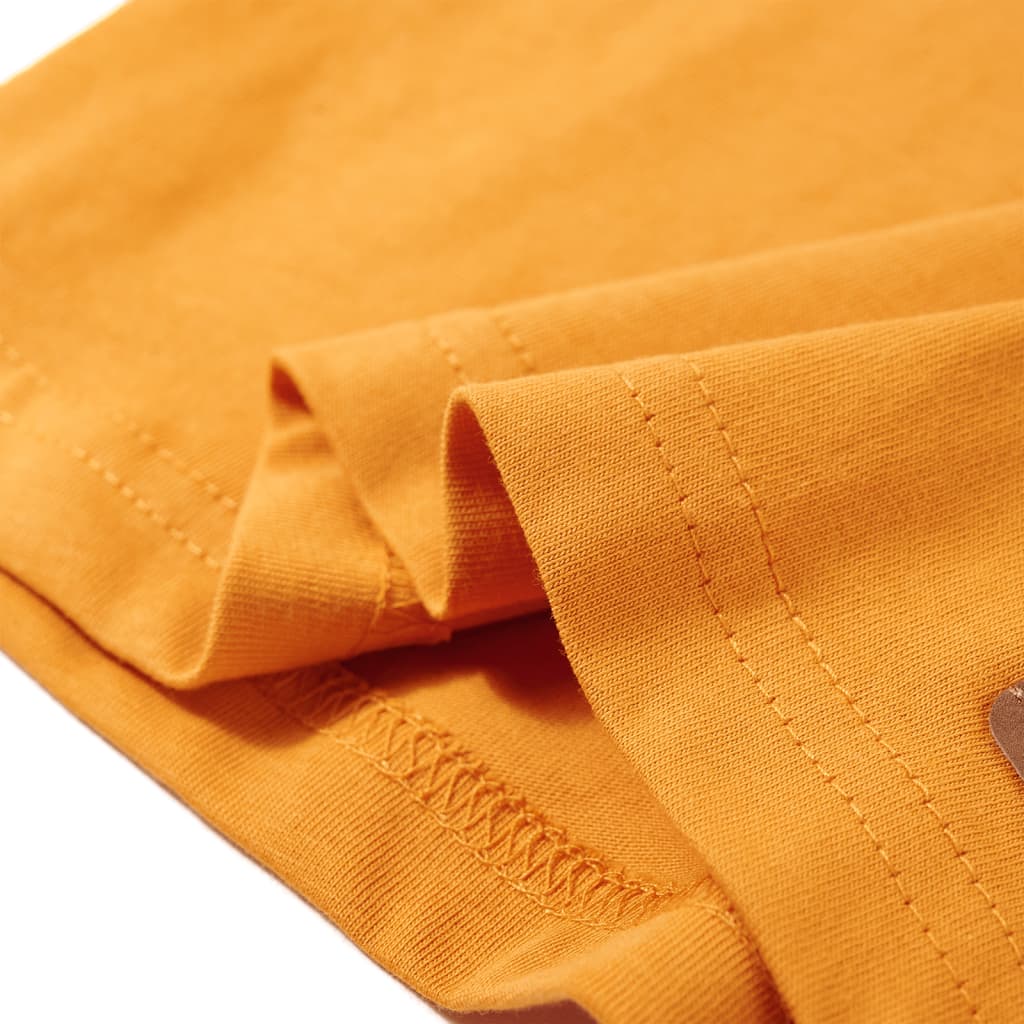 Langærmet T-shirt til børn str. 92 okkergul