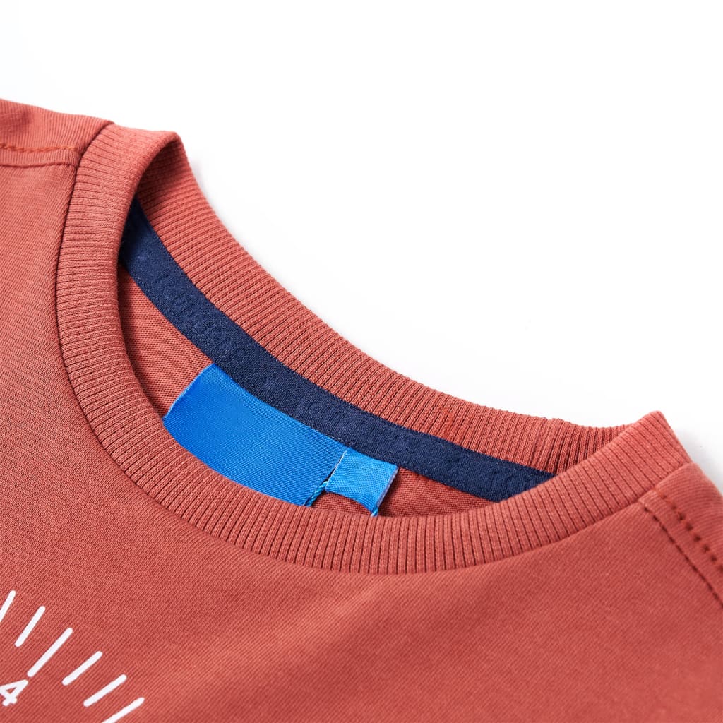 Langærmet T-shirt til børn str. 116 henna